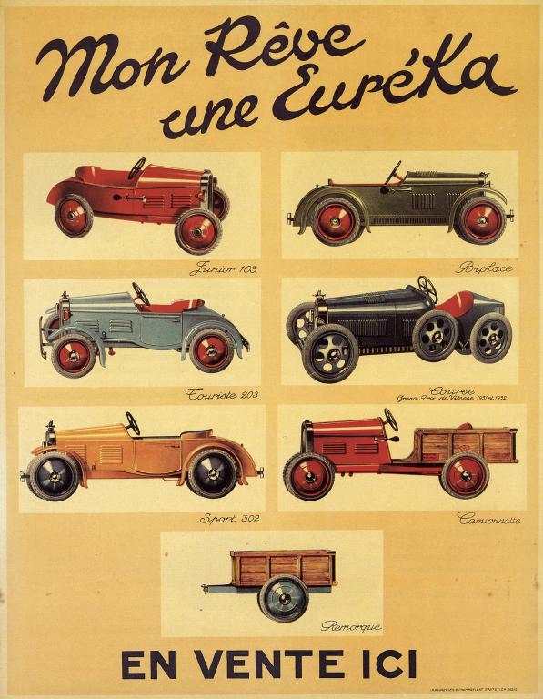 Affiche publicitaire d’automobiles à pédales Euréka, 1932 (Collection particulière).