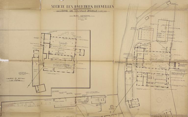 Détail du plan masse de l’usine de la société Les inventions nouvelles, 1956 (Collection particulière).