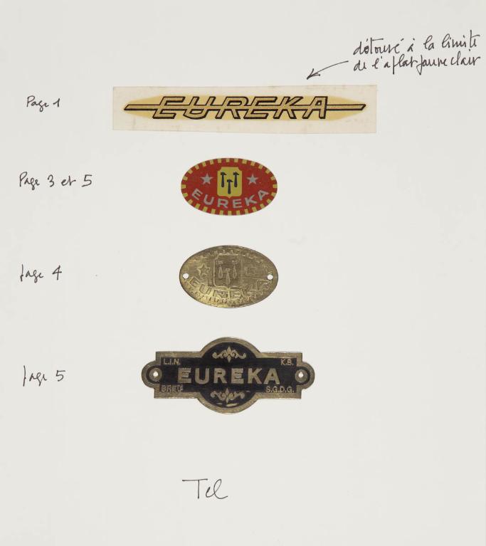 Ecussons de la marque Euréka (Collection particulière).