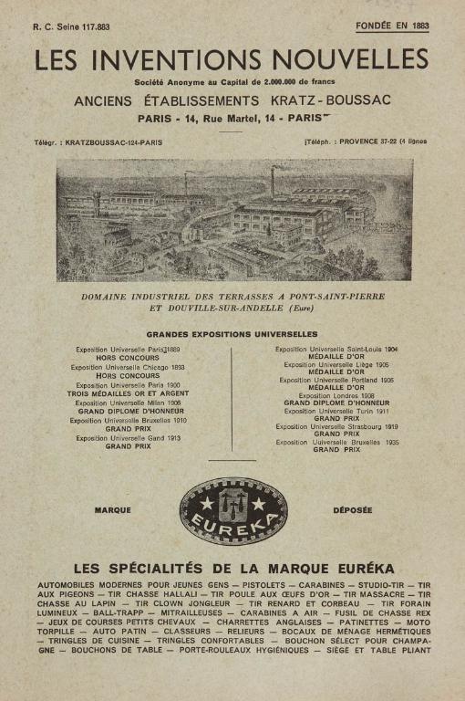 Catalogue Euréka, couverture, vers 1940 (Collection particulière).