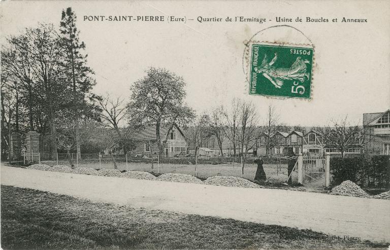 Quartier de l'Ermitage - Usine de boucles et anneaux.- Carte postale, vers 1920 (Collection particulière)