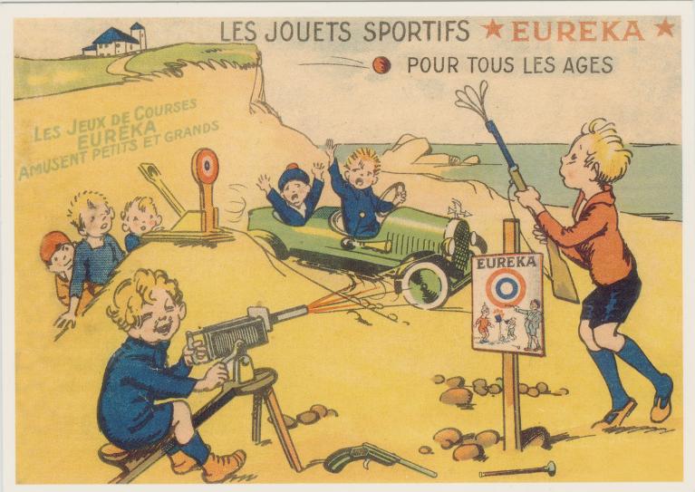 Affiche publicitaire pour les jouets sportifs de la marque Euréka, vers 1930 (Collection particulière).