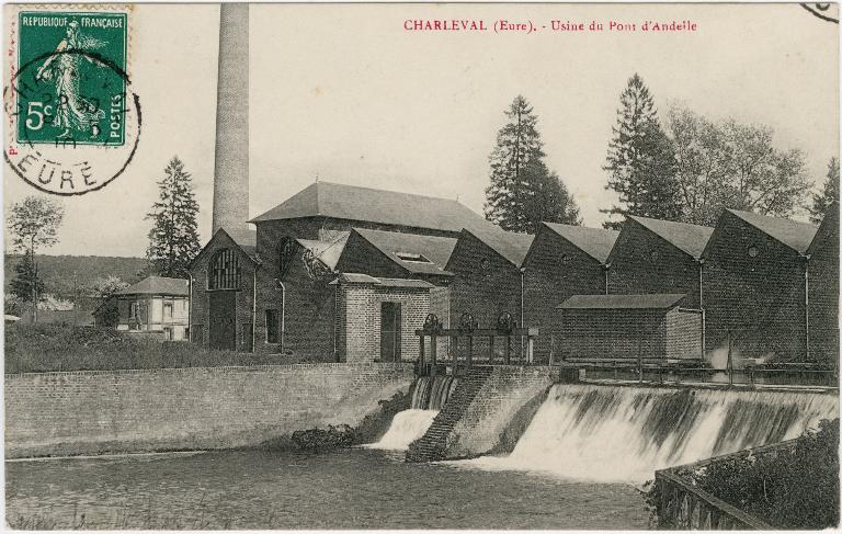 Usine du pont d'Andelle.- Carte postale, vers 1910 (Collection particulière).