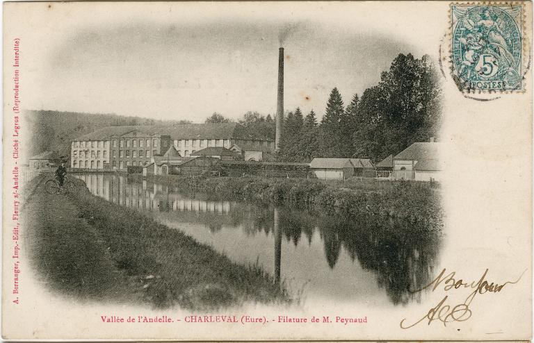 Filature de M. Peynaud.- Carte postale, éd. A. Berranger, Fleury-sur-Andelle, photogr. Legros, vers 1910.