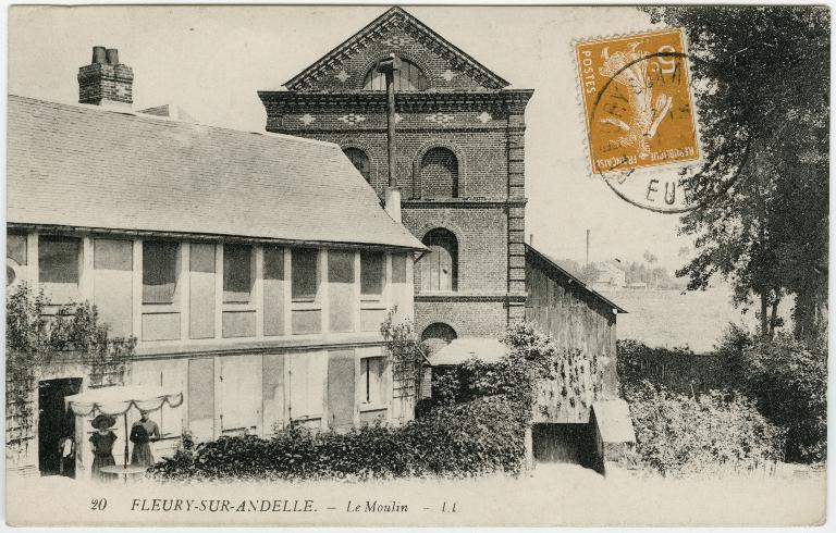20. Fleury-sur-Andelle - Le moulin.- Carte postale, éd. L.L., vers 1910 (Collection particulière).