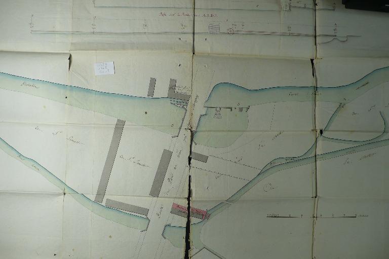 Plan de la rivière et du moulin projeté par M. Lamotte, an XIII (1804) (AD Eure, 19 S 2).
