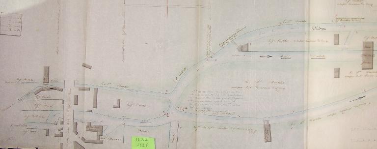 Plan de situation du moulin à blé de M. Sautelet (antérieurement Lamotte), 25 novembre 1846 (AD Eure, 18 S 71).