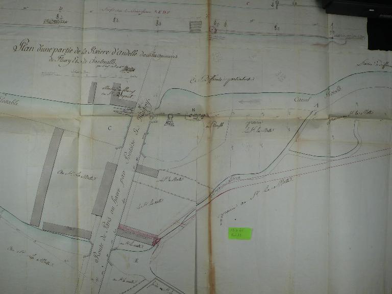Plan de la rivière et du moulin projeté par M. Lamotte, an XIII (1804) (AD Eure, 18 S 73).