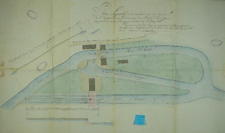 Plan masse des usines Mignot, 13 mars 1814 (AD Eure. 19 S 2).