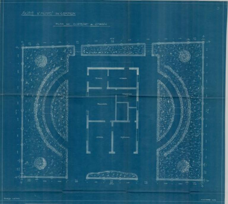 Société d'achats en communs, plan des clôture et jardin, novembre 1927 (PNRBSN, Archives de la Société Immobilière du Trait).