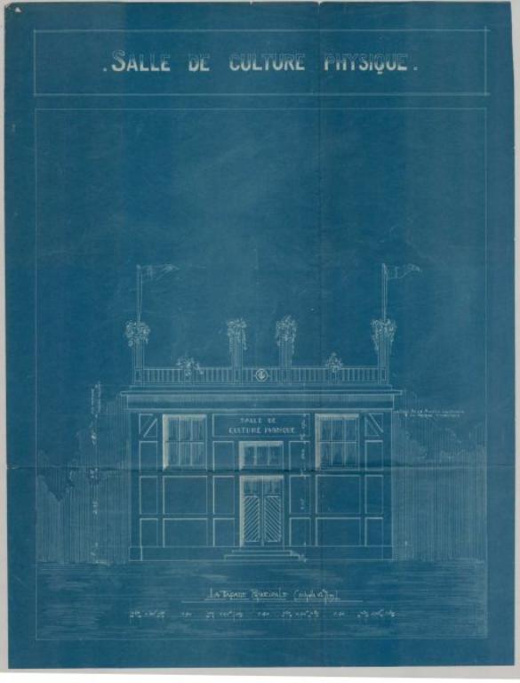 Salle du culture physique, façade principale (PNRBSN, Archives de la Société Immobilière du Trait).