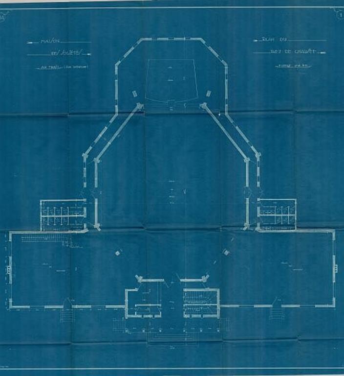 Maison des sociétés, plan du rez-de-chaussée, juillet 1928 (PNRBSN, Archives de la Société Immobilière du Trait).