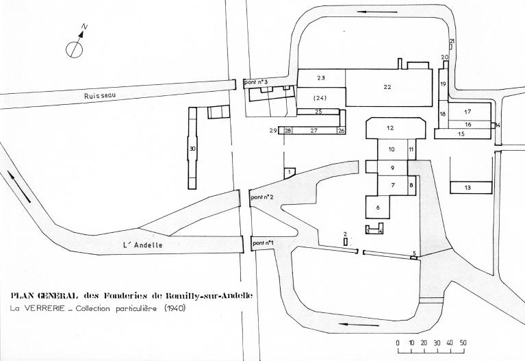 Plan général, d'après le plan réalisé par E. J. Mauge architecte en 1940 (Collection particulière).