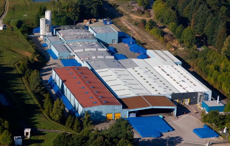 Vue aérienne de la seconde usine, vers 2000 (Collection particulière).