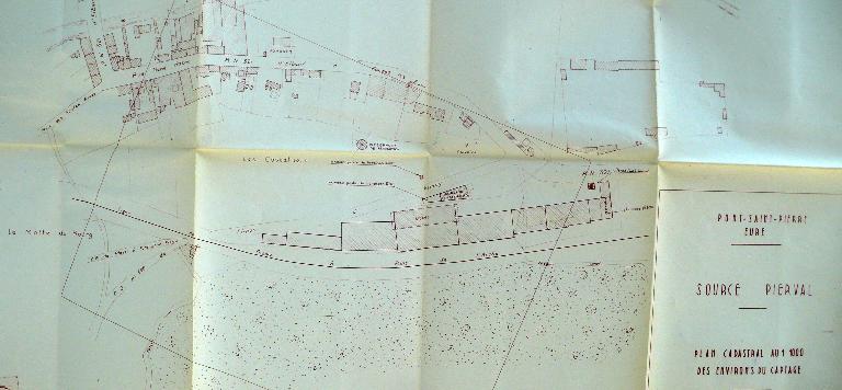 Plan de l’usine et des environs du captage, 1/1000e, 1976 (AD Eure. 18 W 264).
