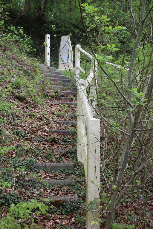 Escalier d'accès à la grotte et au monument, volée gauche.