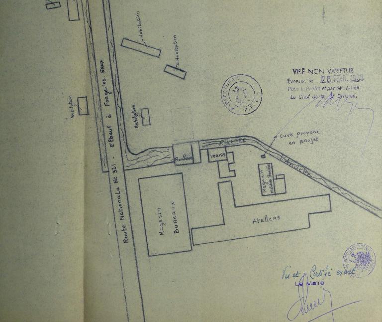 Plan masse des Ets Turquais, 28 février 1963 (AD Eure. 18 W 264).