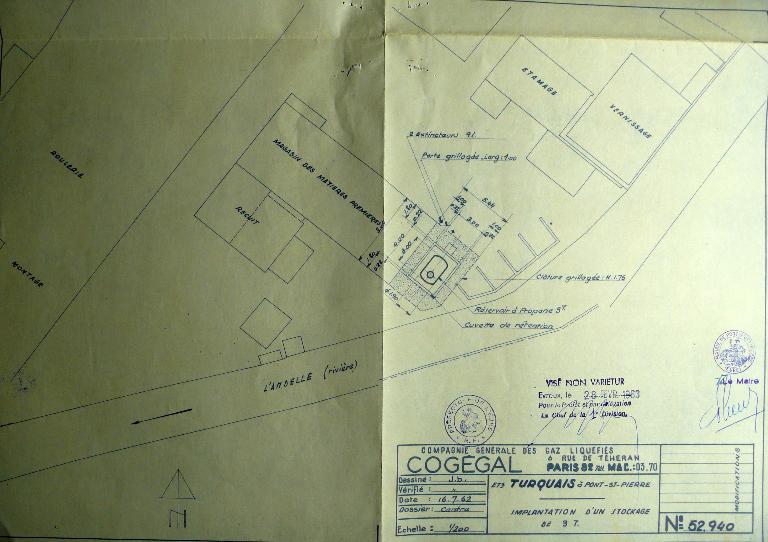 Plan masse partiel des Etablissements Turquais, 1/200e, 16 juillet 1962 (AD Eure. 18 W 264).