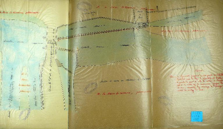Plan détaillé du système hydraulique du moulin du Pont, 30 septembre 1901 (AD Eure. 19 S 2).