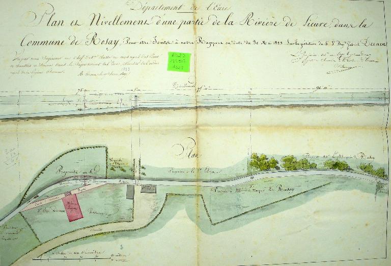 Plan de l’usine du Roule projetée par Jean Baptiste Gabriel Decean, 17 juin 1823 (AD Eure. 18 S 517).