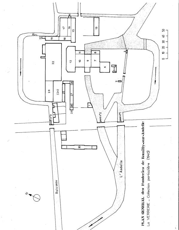 Plan masse de l'usine, par E. J. Mauge architecte, 1940 (Collection particulière).