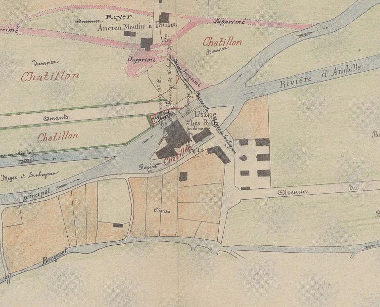 Plan de l'usine des Ponts, 22 mars 1912 (AD Eure. 18 S 53).