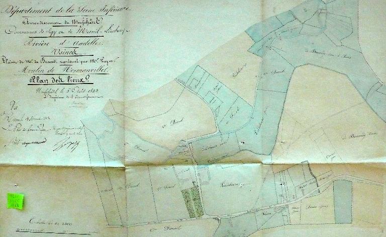 Plan de situation, 5 août 1843 (AD Seine-Maritime. 7 S 45).