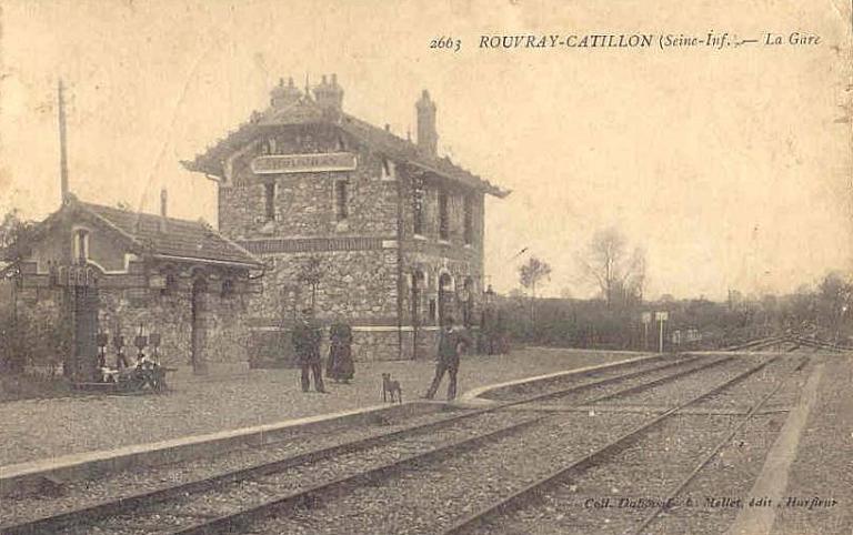 La gare.- Carte postale, éd. Nollet, Harfleur, vers 1920 (Collection particulière).
