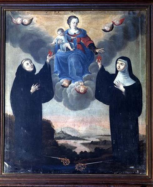 Tableau : saint Benoît, sainte Scolastique et la Vierge à l'Enfant