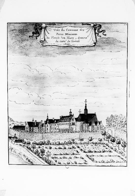 Veüe du couvent des Pères Minimes du Plessis-les-Tours, dessiné du costé de l'entrée, 1699 (Société archéologique de Touraine).
