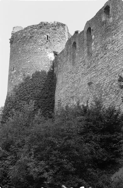 Façade occidentale, détail de la tour nord-ouest et courtine ouest.