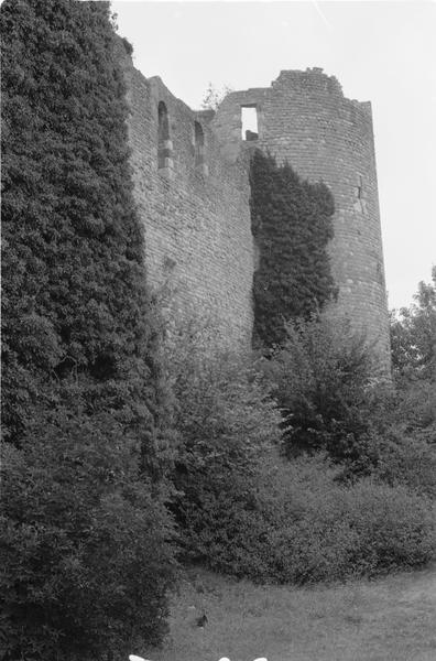 Façade occidentale, détail des tours nord-ouest, sud-ouest et courtine.