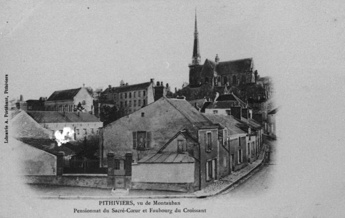 Vue d'ensemble du pensionnat du Sacré-Coeur et du faubourg du Croissant.