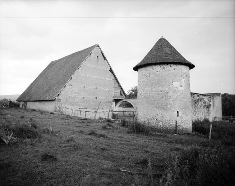 Vue d'ensemble de la tour de l'angle Est et grange sud.