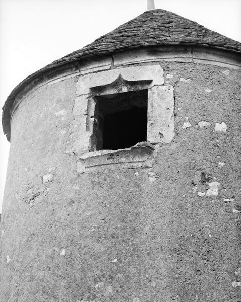 Tourelle d'escalier, partie supérieure : fenêtre à linteau à accolade.
