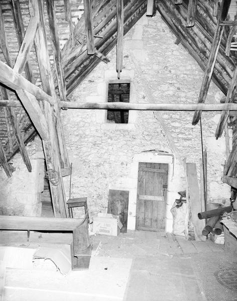 Tourelle d'escalier, partie supérieure, face est, sous le comble du logis.