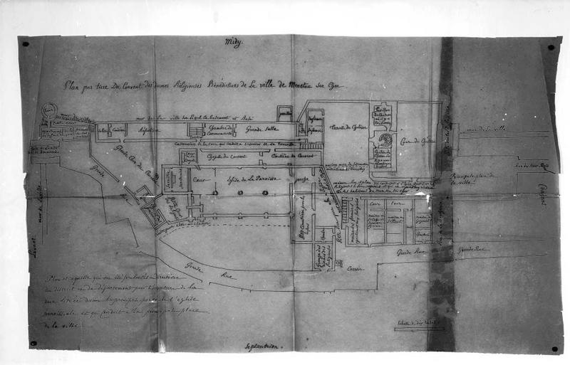 Plan du couvent des dames religieuses bénédictines de Mennetou-sur-Cher en 1791.