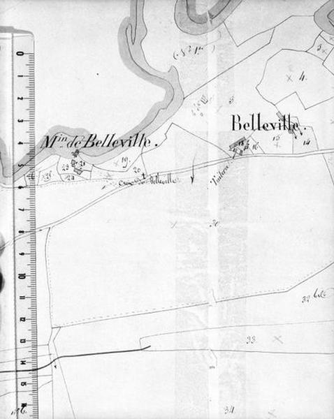 Plan de situation du moulin de Belleville.