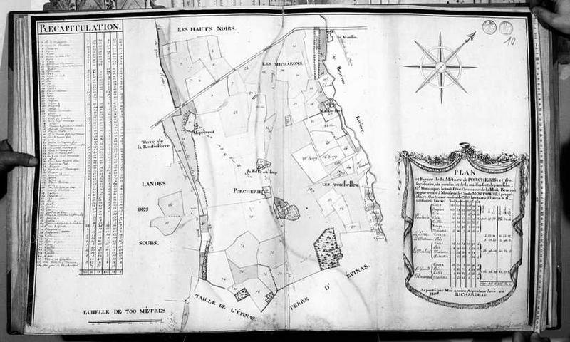Plan du domaine du château, métairie de Porcherie.