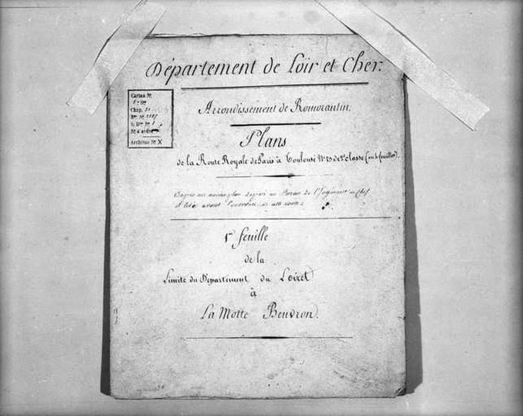 Page de garde, 1ère feuille, de la limite du département du Loiret à Lamotte-Beuvron.