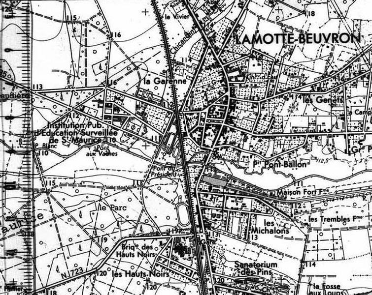 Extrait de la carte au 1/25000 de l'IGN.