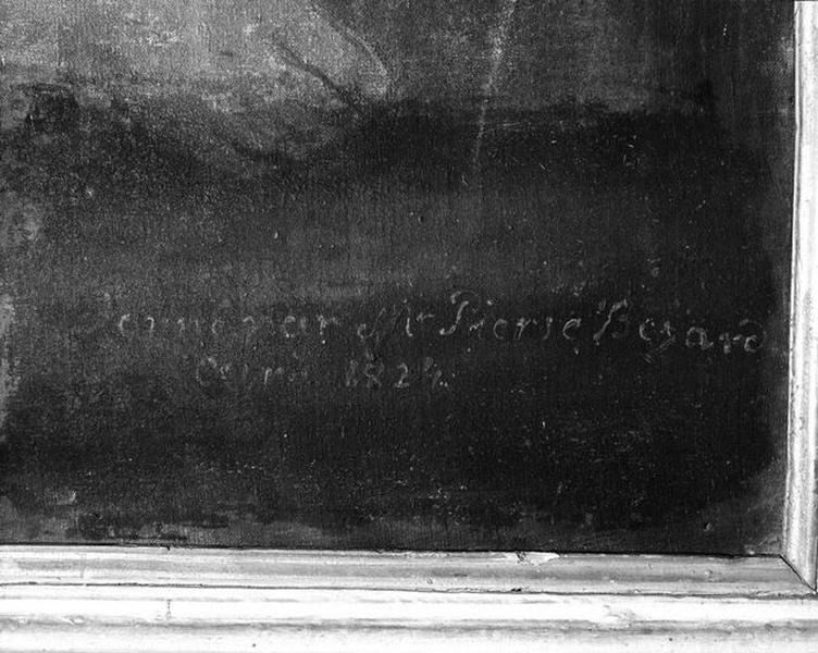 Détail de l'inscription 'Donné par Mr Pierre Bézard curé 1824'.