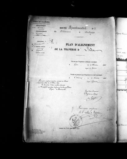 Plan d'alignement de la traverse d'Isdes, 1866.