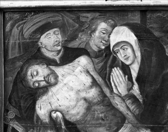 Détail du Christ, saint Jean, la Vierge et Nicodème.
