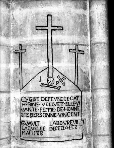 Epitaphe de Catherine Velluet, décédée le 27 mai 1588.