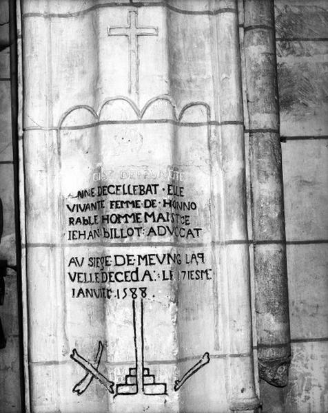 Epitaphe d'Anne Decellebat, décédée le 17 janvier1588.