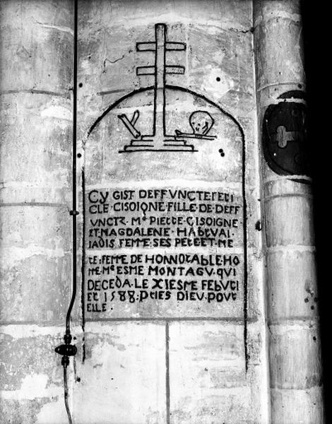 Epitaphe de Pericle Cisoigne, décédée le 10 février 1588.