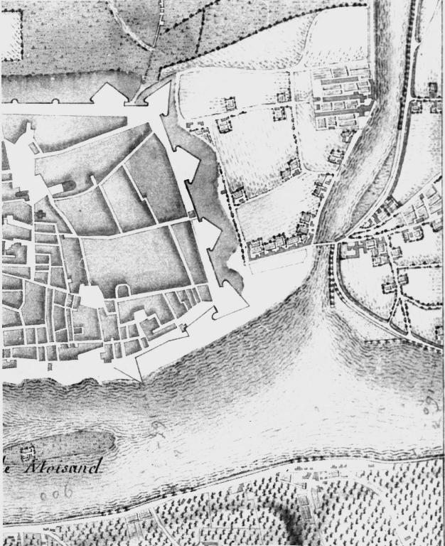 Ville de Tours, quartier ouest : extrait de l'Atlas Trudaine, vers 1745 (Archives nationales, F14 8505/265 f°6).