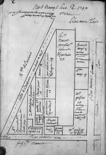 Plan terrier du chapitre Saint-Martin, fief de Bourg Saint-Père, 1749.