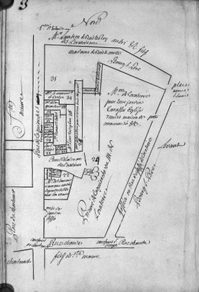 Plan terrier du chapitre Saint-Martin, fief de Bourg Saint-Père, 1749.